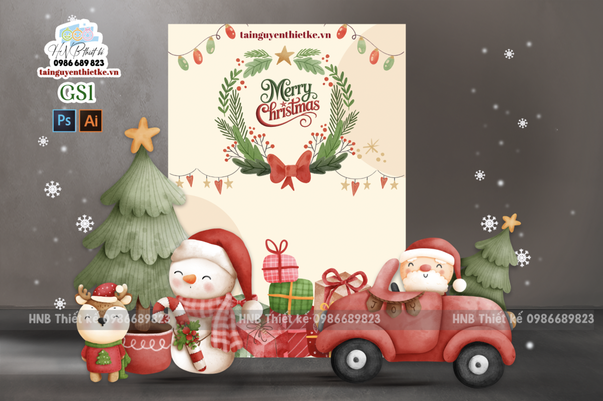 (File thiết kế) – Trang trí Giáng sinh – Trang trí Noel – Merry Christmas – Decor cơ quan, trường học, trung tâm mua sắm, sảnh chung cư, nhà hàng, khách sạn, quán cà phê…