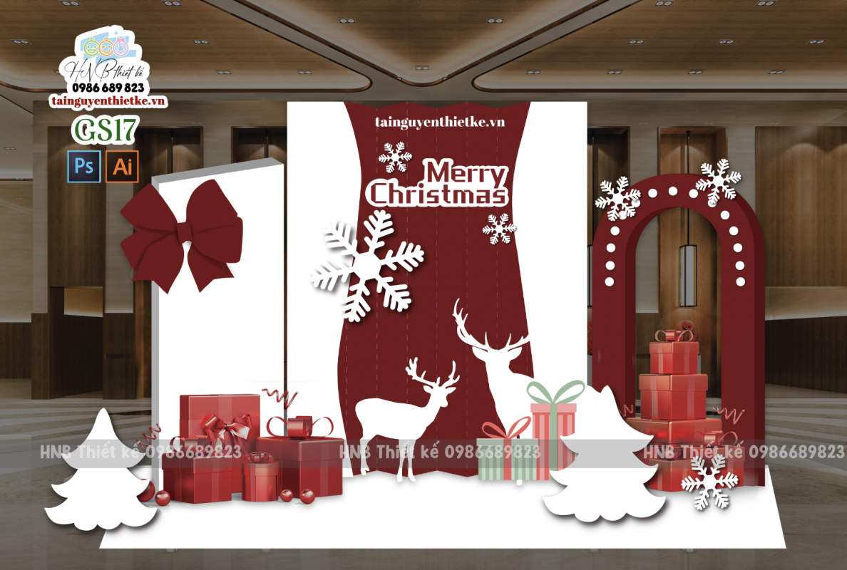 (File thiết kế) – Trang trí Giáng sinh – Trang trí Noel – Merry Christmas – Decor cơ quan, trường học, trung tâm mua sắm, sảnh chung cư, nhà hàng, khách sạn, quán cà phê…  