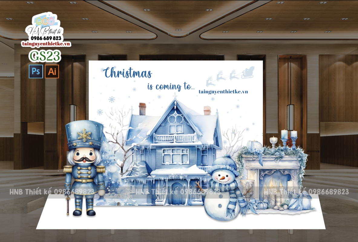 (File thiết kế) – Trang trí Giáng sinh – Trang trí Noel – Merry Christmas – Decor cơ quan, trường học, trung tâm mua sắm, sảnh chung cư, nhà hàng, khách sạn, quán cà phê… 