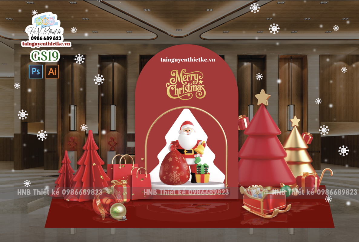 (File thiết kế) – Trang trí Giáng sinh – Trang trí Noel – Merry Christmas – Decor cơ quan, trường học, trung tâm mua sắm, sảnh chung cư, nhà hàng, khách sạn, quán cà phê…  