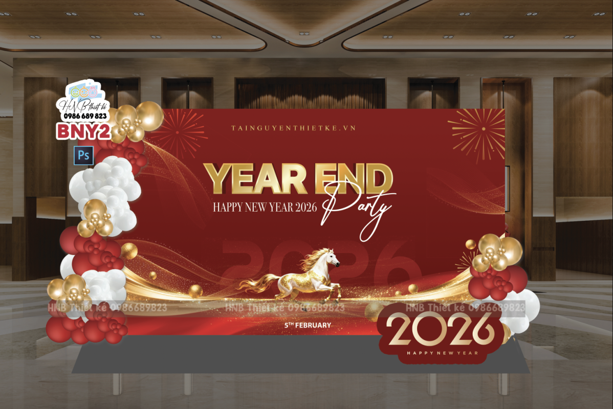(File thiết kế) – Trang trí tết Nguyên Đán – Backdrop Tết  – Decor cơ quan, trường học, trung tâm mua sắm, sảnh chung cư, nhà hàng, khách sạn, quán cà phê… 