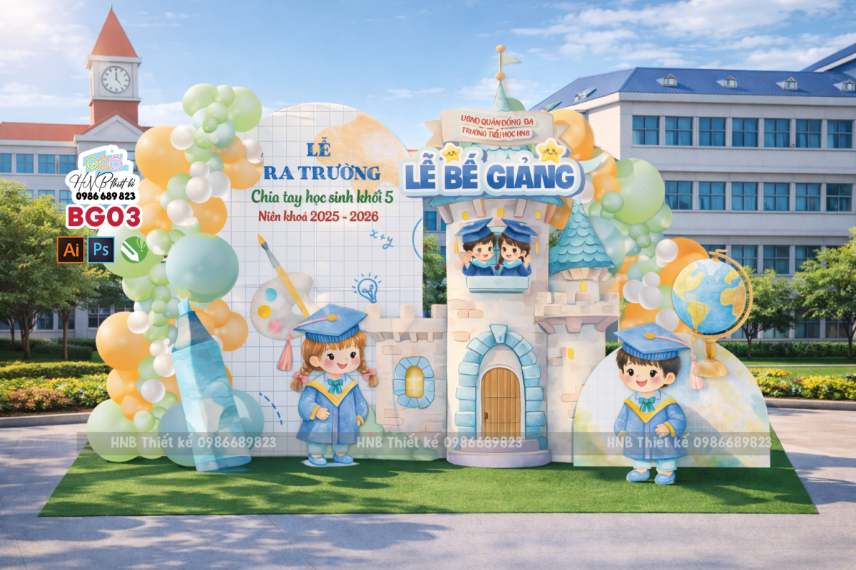 (File thiết kế) Backdrop trang trí lễ bế giảng – tổng kết – tốt nghiệp