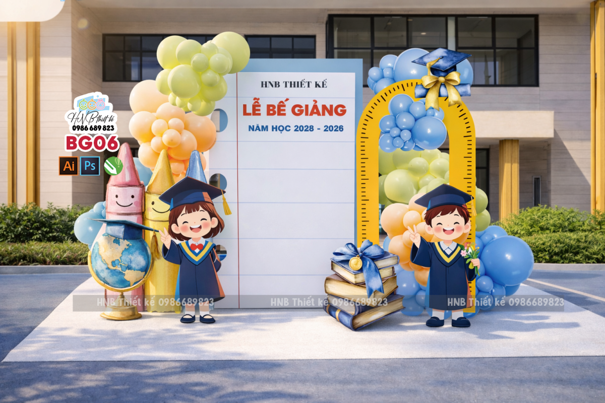 (File thiết kế) Backdrop trang trí lễ bế giảng – tổng kết – tốt nghiệp