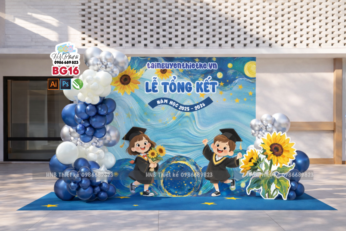 (File thiết kế) Backdrop trang trí lễ bế giảng – tổng kết – tốt nghiệp