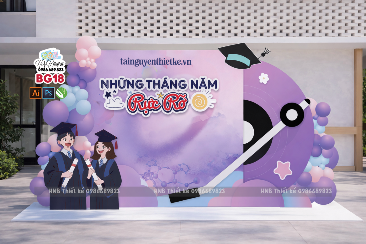 (File thiết kế) Backdrop trang trí lễ bế giảng – tổng kết – tốt nghiệp