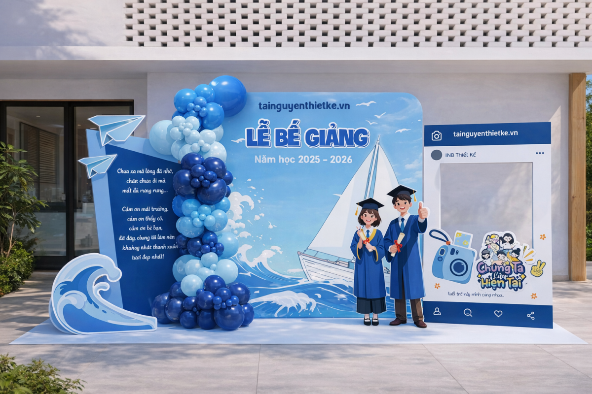 (File thiết kế) Backdrop trang trí lễ bế giảng – tổng kết – tốt nghiệp