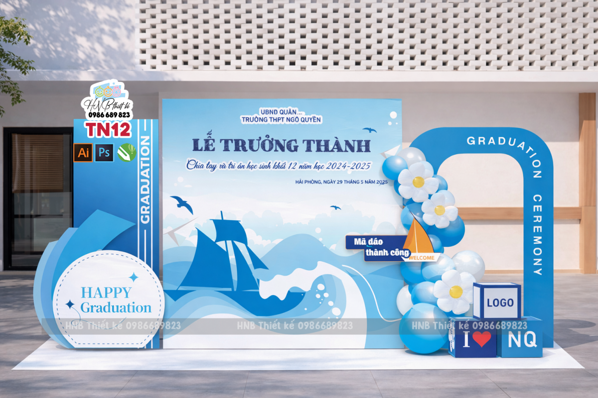 (File thiết kế) Backdrop trang trí lễ bế giảng – tổng kết – tốt nghiệp