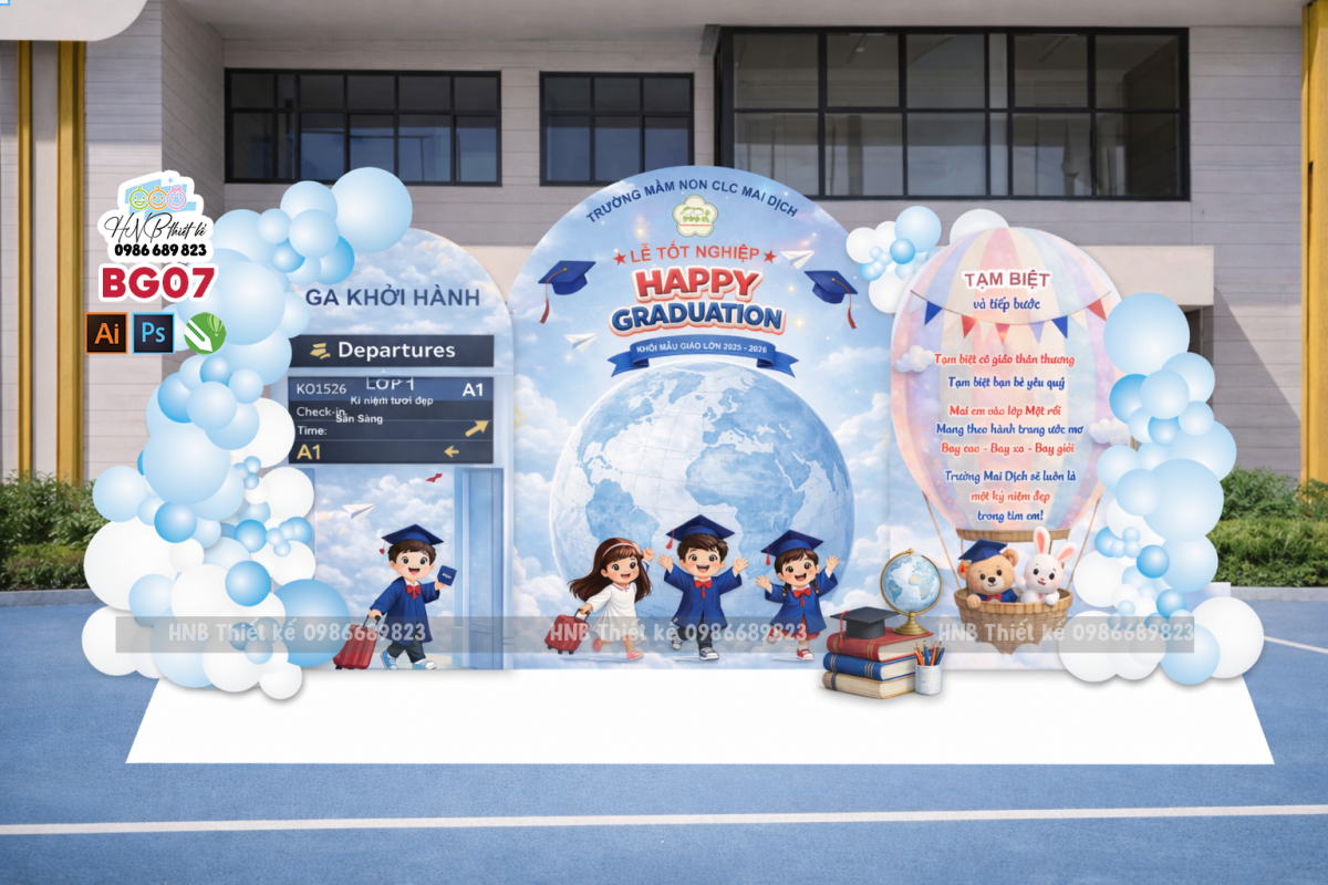 (File thiết kế) Backdrop trang trí lễ bế giảng – tổng kết – tốt nghiệp