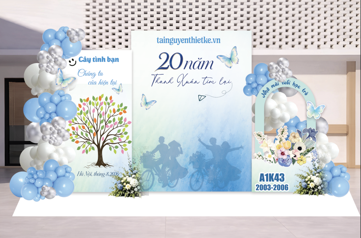 [File thiết kế] Backdrop họp lớp, kỷ niệm, ngày trở về