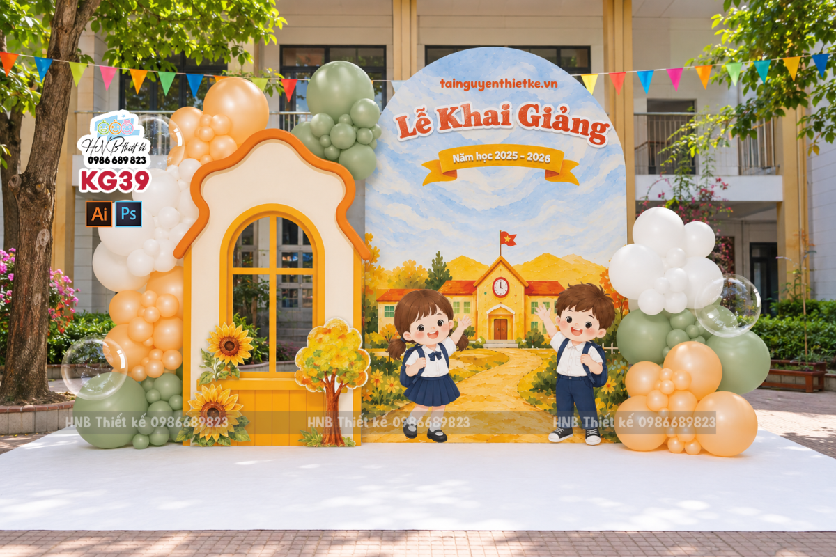 Backdrop trang trí lễ khai giảng – tựu trường – chào năm học mới
