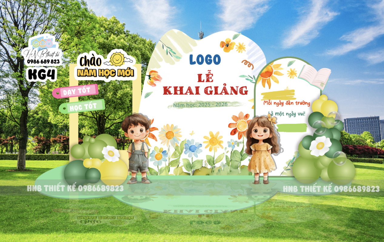 Backdrop trang trí lễ khai giảng – tựu trường – chào năm học mới