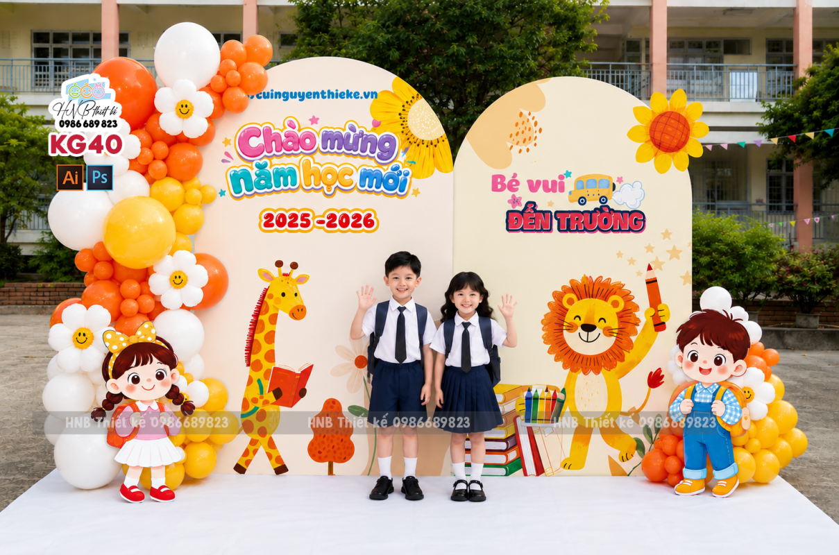 Backdrop trang trí lễ khai giảng – tựu trường – chào năm học mới