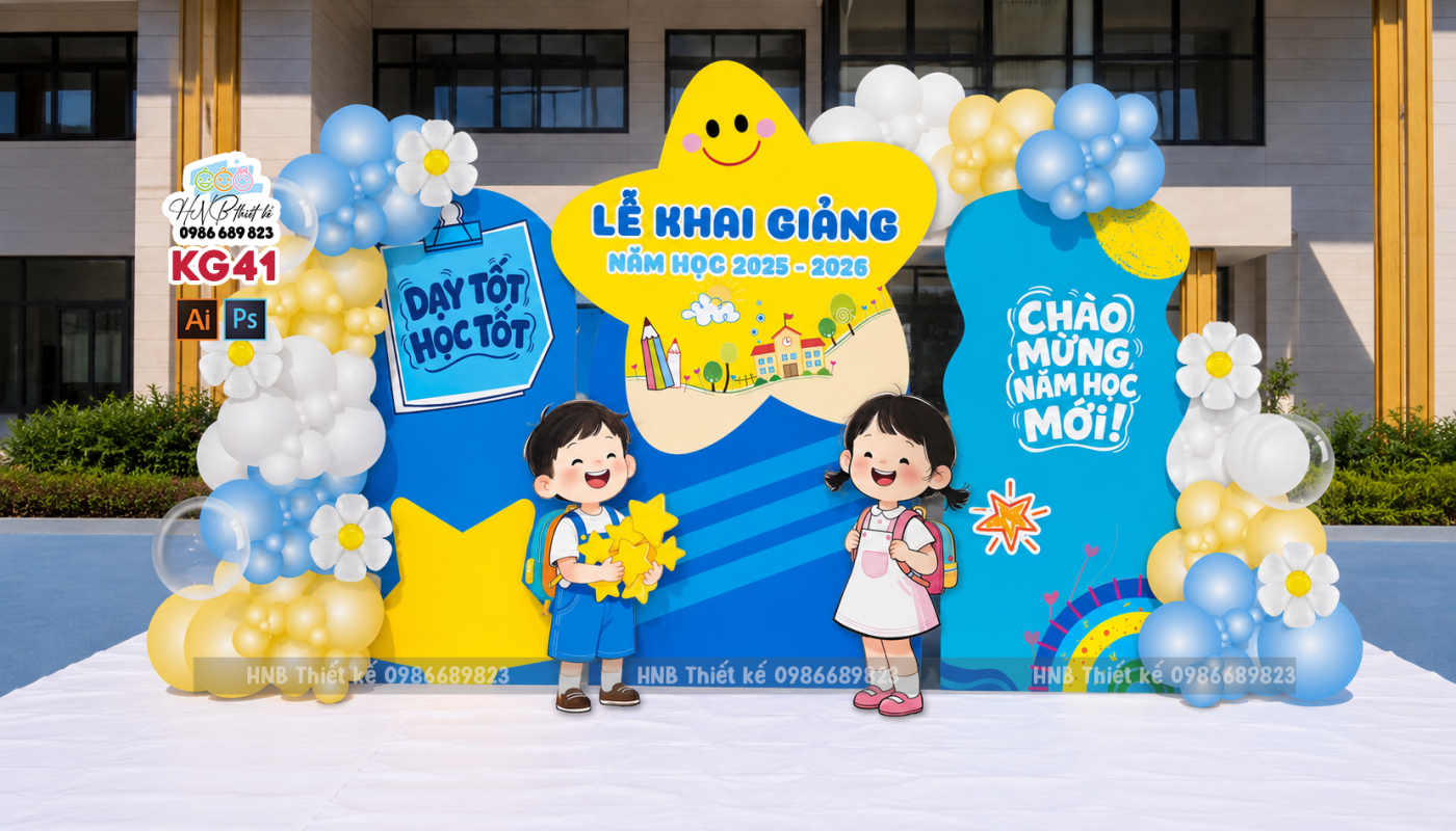 Backdrop trang trí lễ khai giảng – tựu trường – chào năm học mới