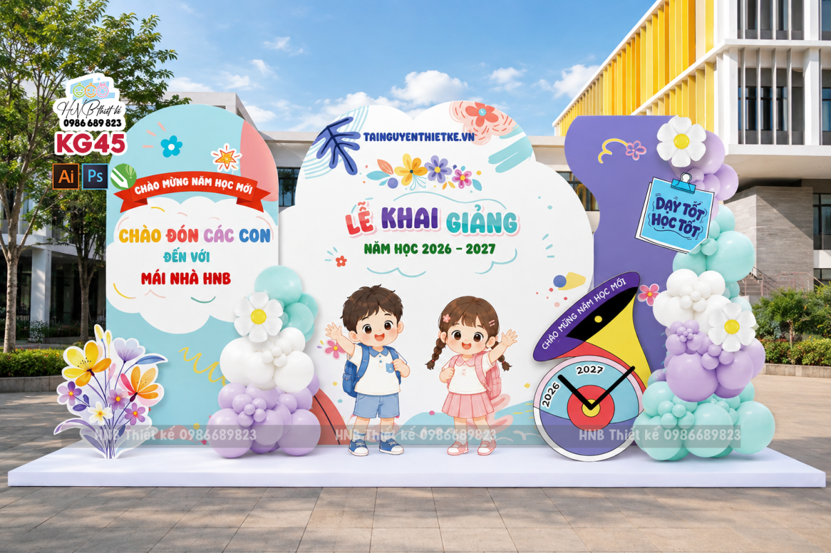 Backdrop trang trí lễ khai giảng – tựu trường – chào năm học mới