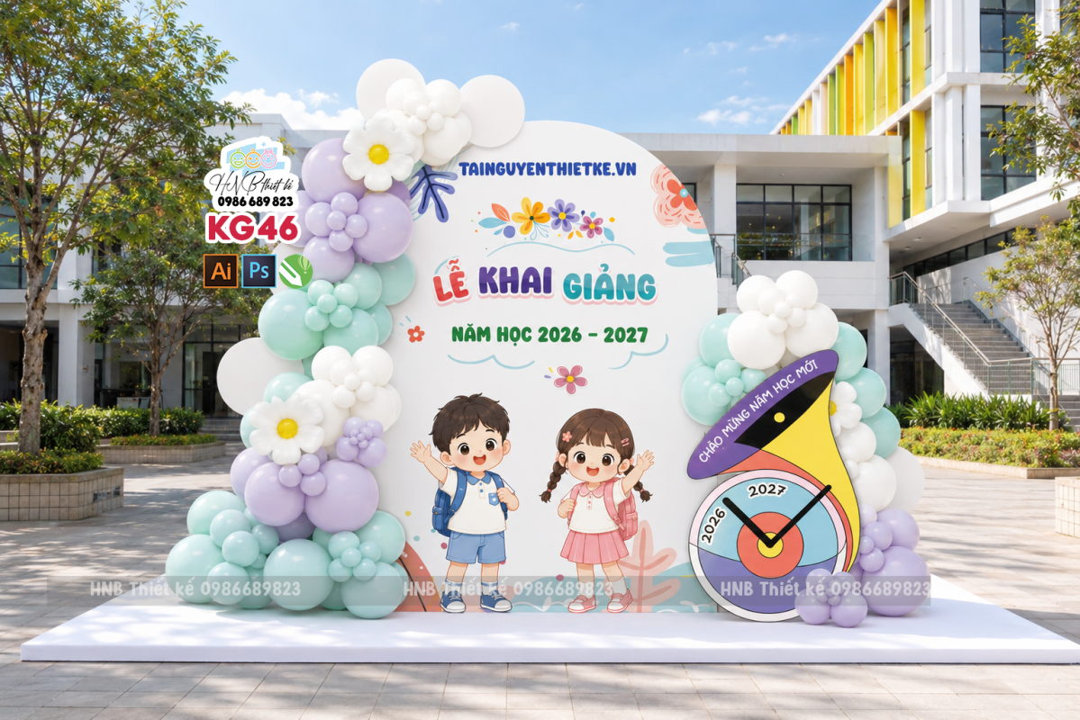 Backdrop trang trí lễ khai giảng – tựu trường – chào năm học mới