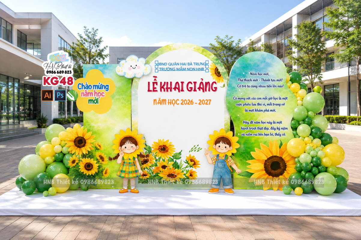 Backdrop trang trí lễ khai giảng – tựu trường – chào năm học mới