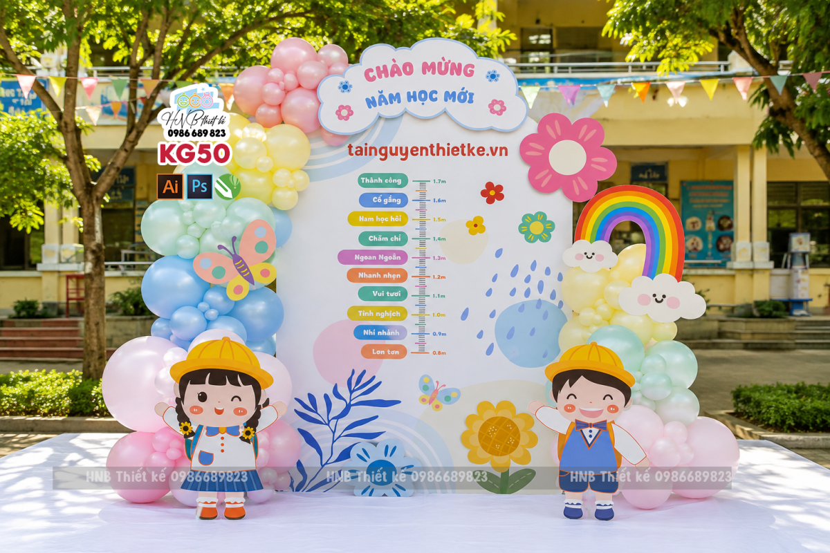 Backdrop trang trí lễ khai giảng – tựu trường – chào năm học mới