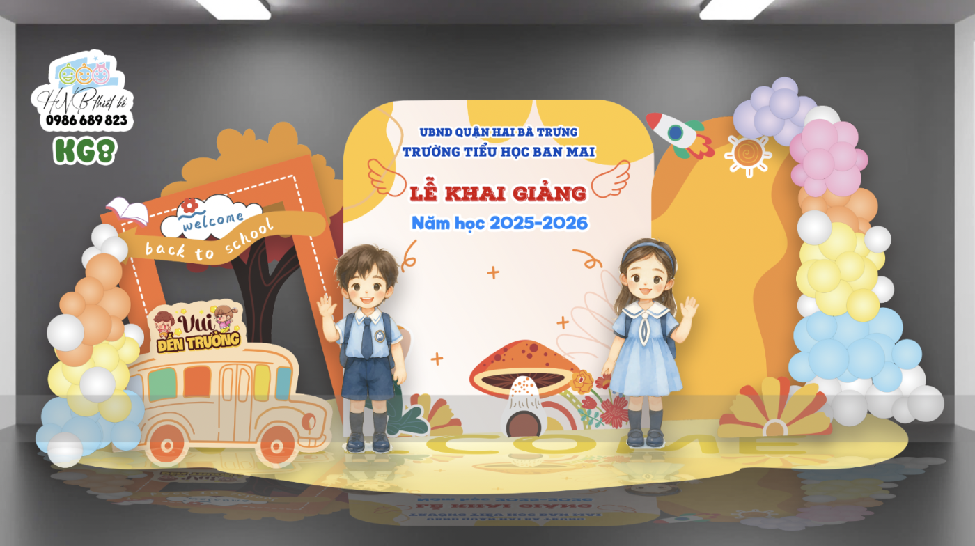Backdrop trang trí lễ khai giảng – tựu trường – chào năm học mới