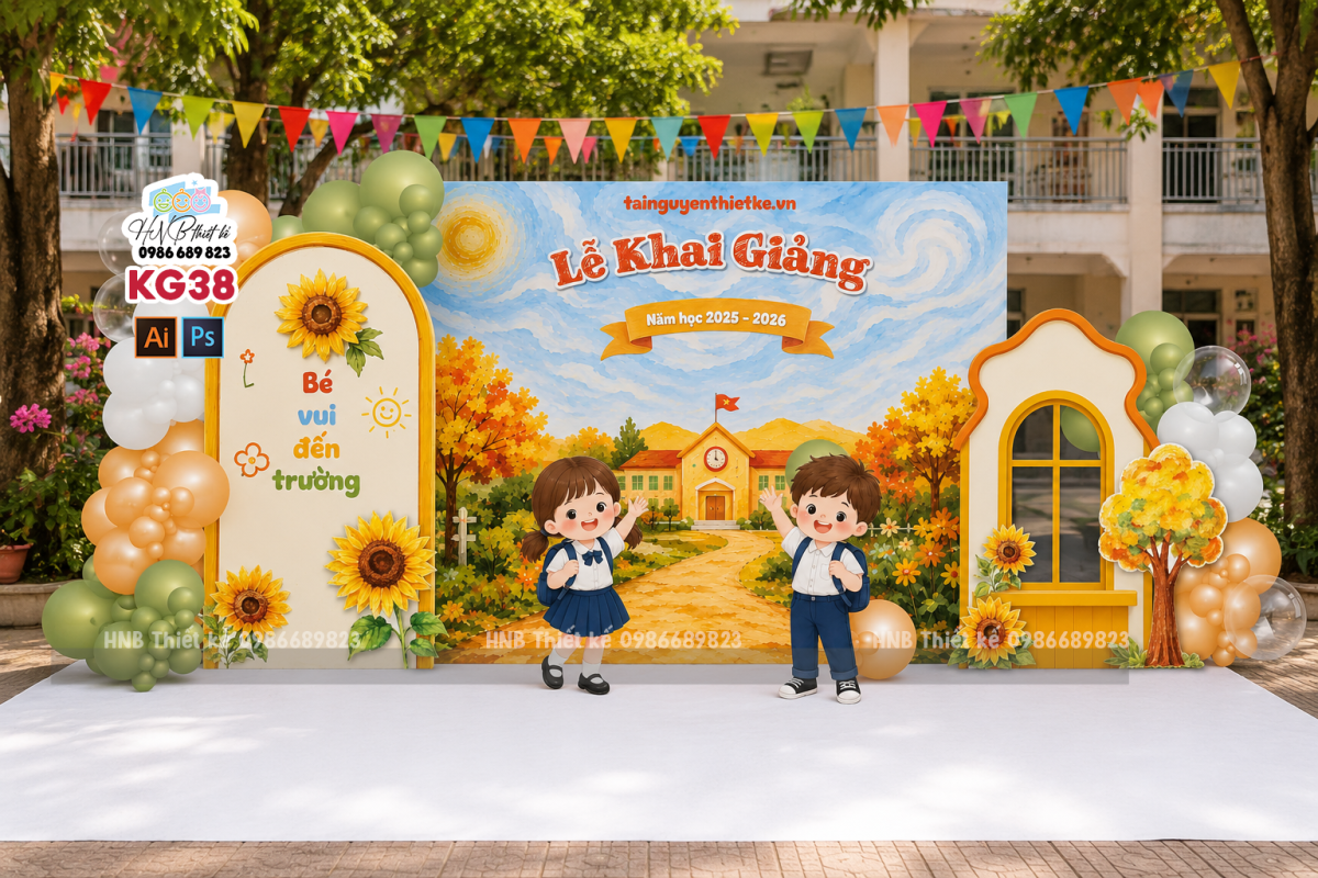 Backdrop trang trí lễ khai giảng – tựu trường – chào năm học mới