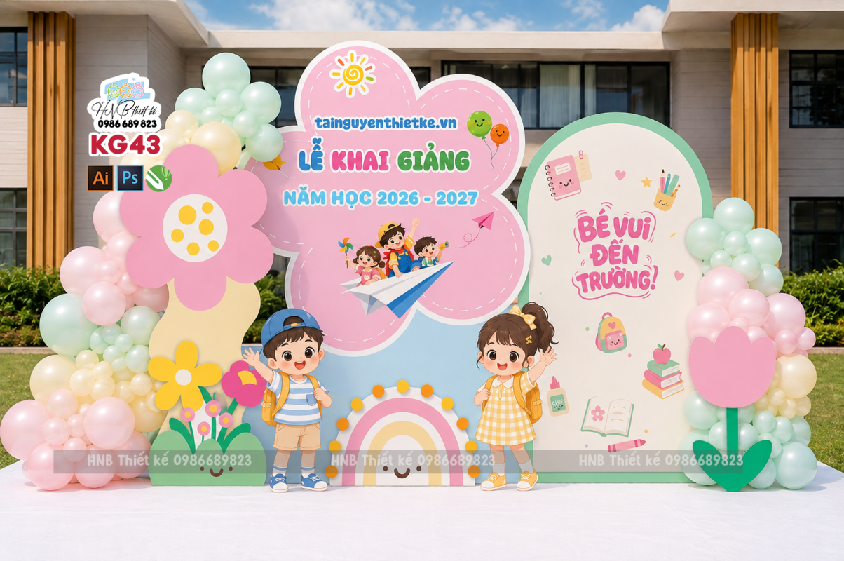 Backdrop trang trí lễ khai giảng – tựu trường – chào năm học mới