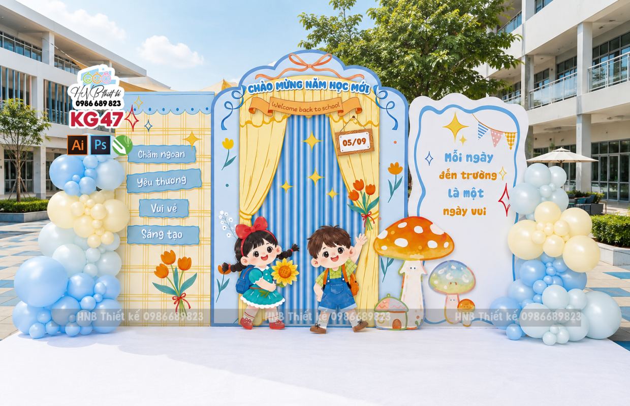 Backdrop trang trí lễ khai giảng – tựu trường – chào năm học mới