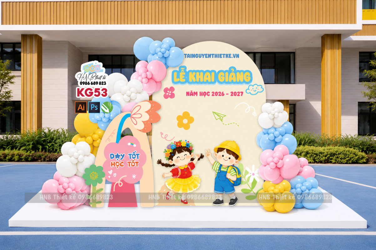 Backdrop trang trí lễ khai giảng – tựu trường – chào năm học mới
